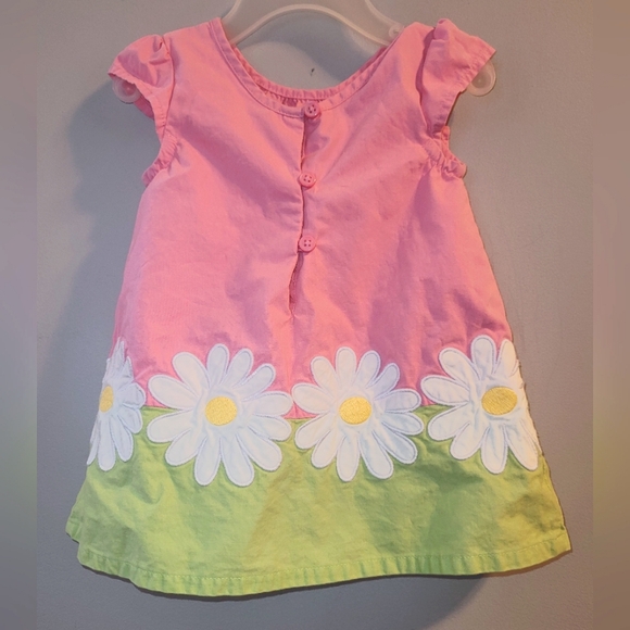 🌼 Vintage Gymboree Butterfly Blossoms Pink Daisy Appliquee Dress Baby Girls 3-6 - Picture 2 of 6